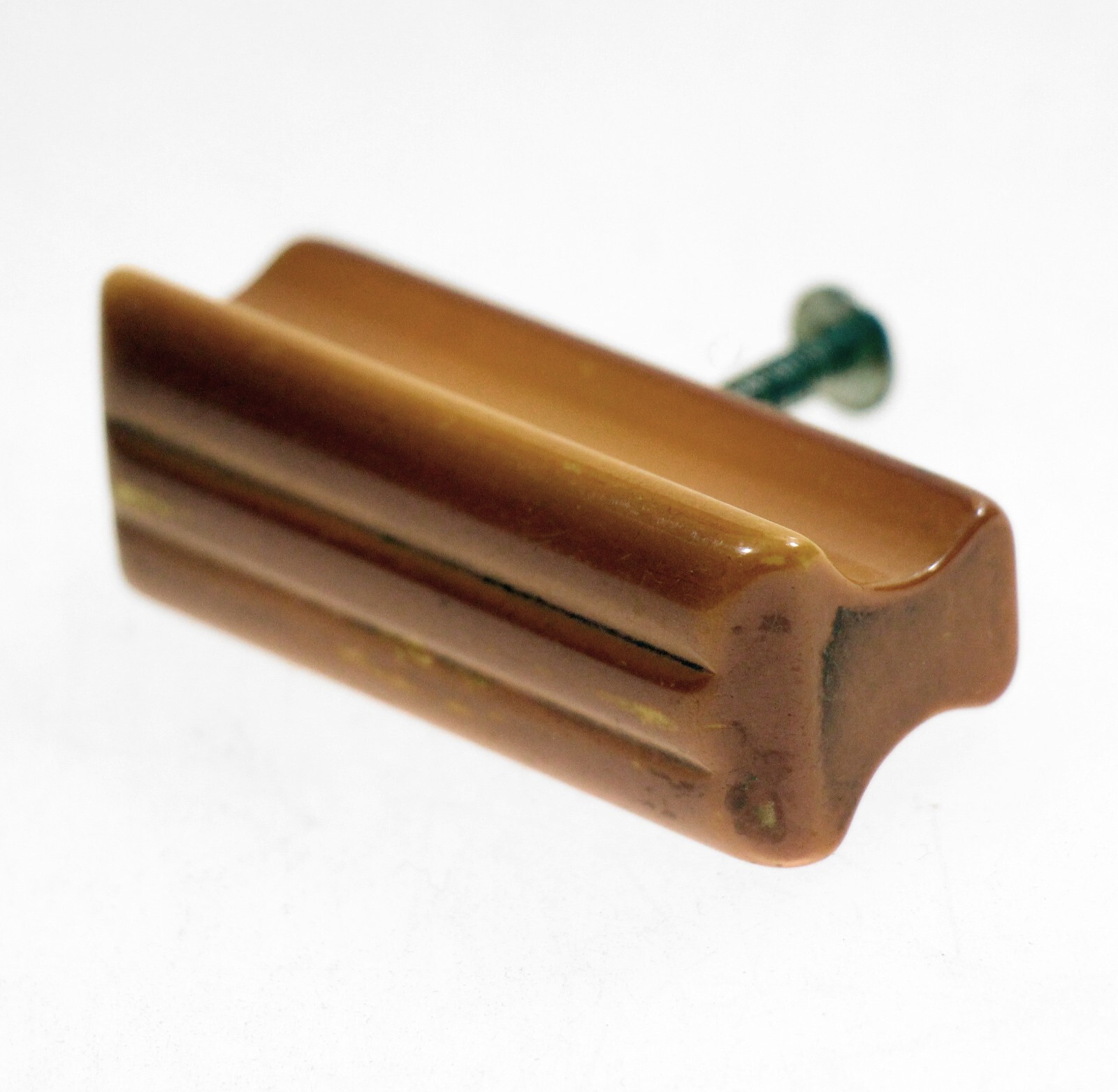 Vintage Mid Century Orange Bakelite Bridge Drawer Pull