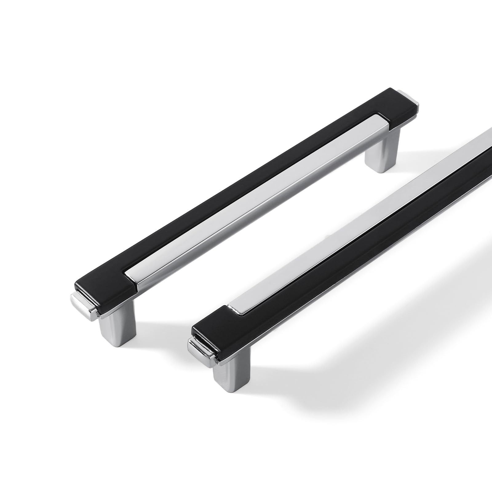 10 Pack Black Silver Cabinet Pulls & Handles, 5 Inch Hole Center | Smooth gri…