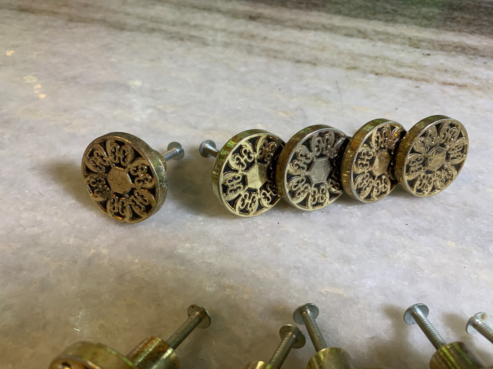 Vintage Mid Century 1960s 60s 1970s 70s Gold Enamel Drawer Knob Pull Knobs Pulls