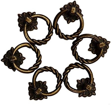 Chris.W 6pcs Vintage Bronze Drop Ring Knobs Pulls Handles for Dresser Drawer Ant