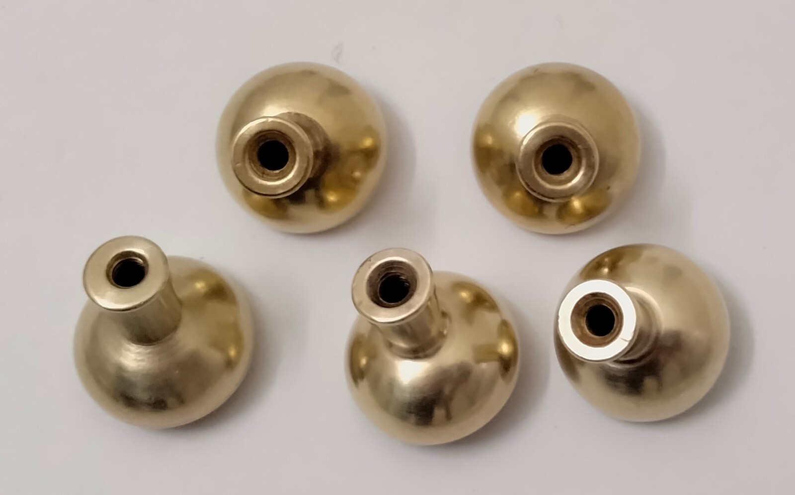 7 Art Deco MCM Brass Drawer Pulls 2 Lrg Verticle 3.25″ Mount 5 Sm Round Knobs