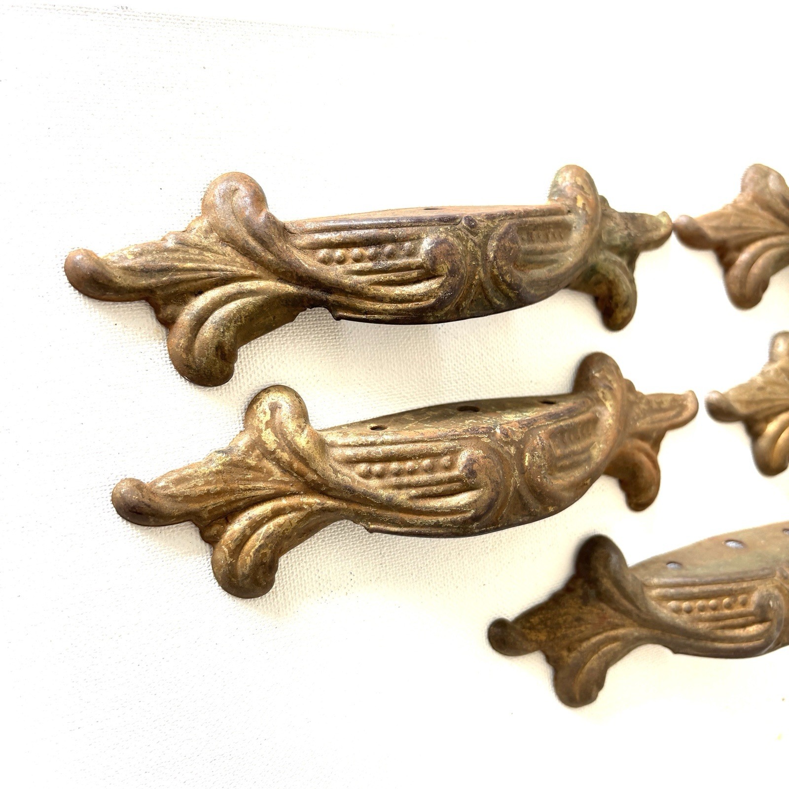 Set of 5 art Nouveau Pulls waterfall dresser Drawer Pull Antique Deco Apothecary