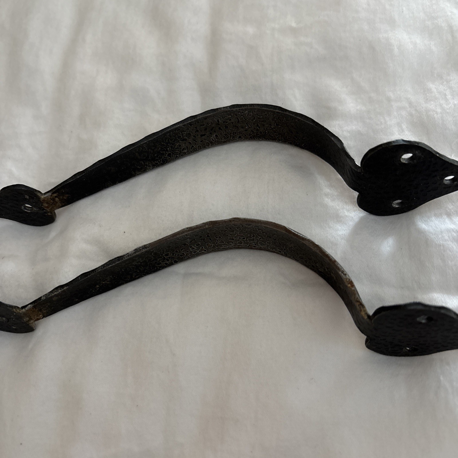 Antique Wrought Iron Drawer Pull 8 1/2” (2) Features A Black Textured Finish