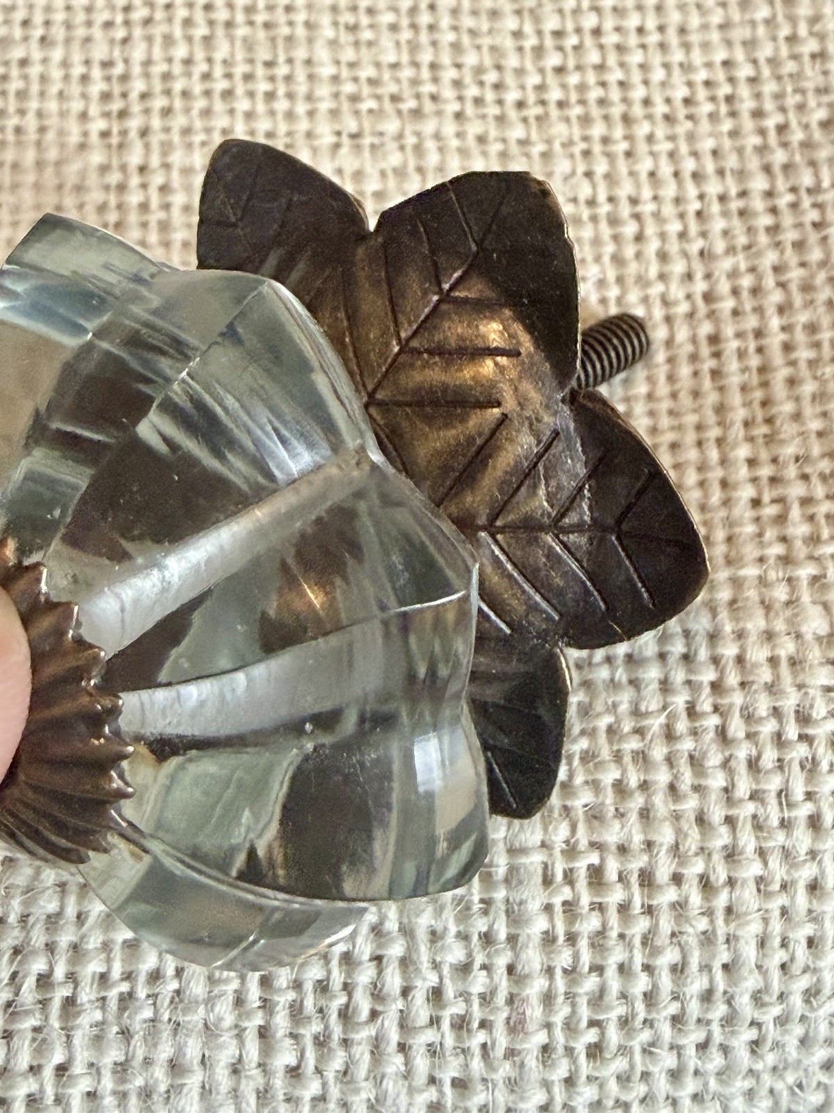 Antique Vintage Style Flower Clear Glass Cabinet Knobs Drawer Pulls Depression
