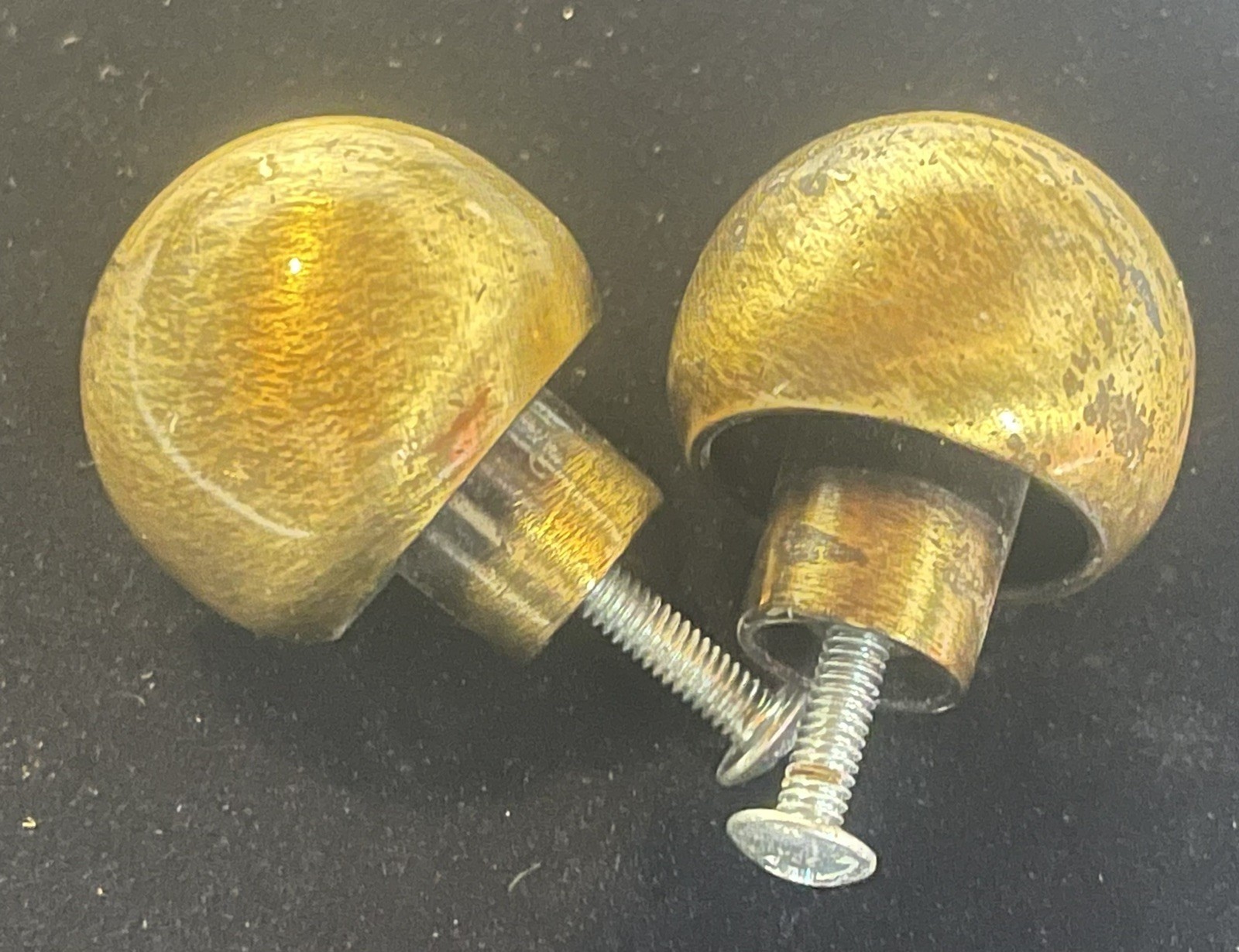 2 VTG Set Bronze Finish Mushroom Shaped Drawer Pulls Handles Knobs Pair
