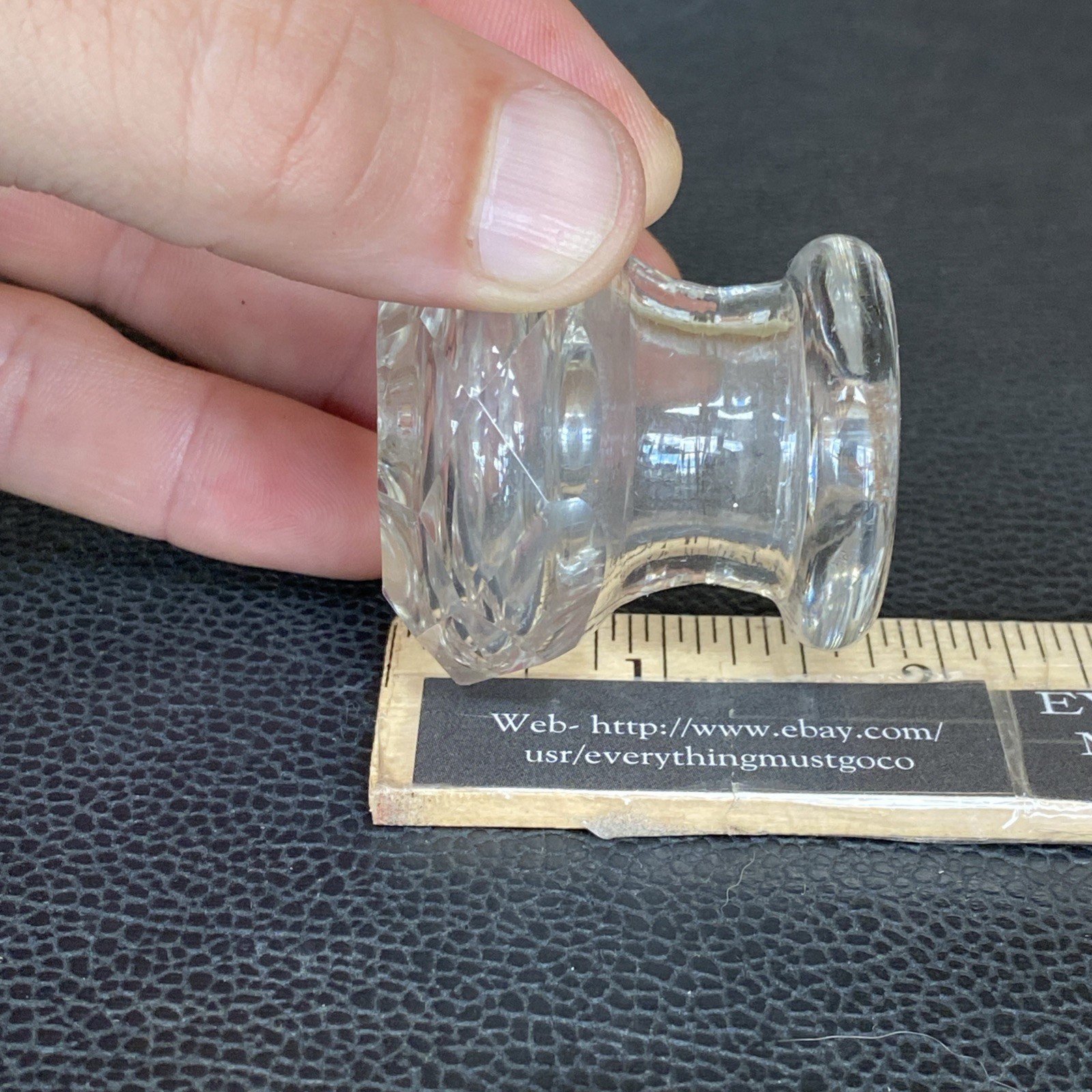 Faceted 1.75”x1-5/8” Antique Pressed Clear Glass Sandwich Drawer Pull Post Bolt