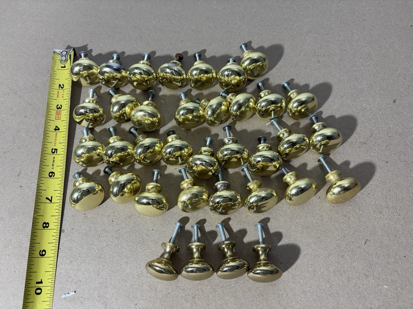 Vintage Brass Door Drawer Cabinet 1” Heavy Round Knob Lot W/Screws Furniture