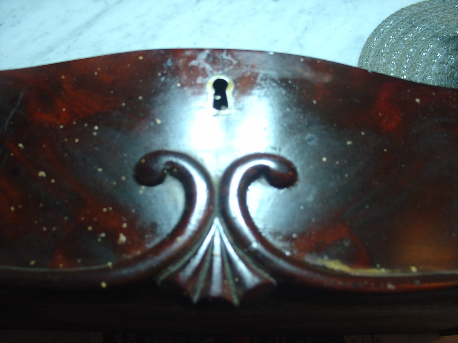 Antique Wood Drawer Dove Tail Walnut Key Hole Lock Mechanism Salvage Part 1890s