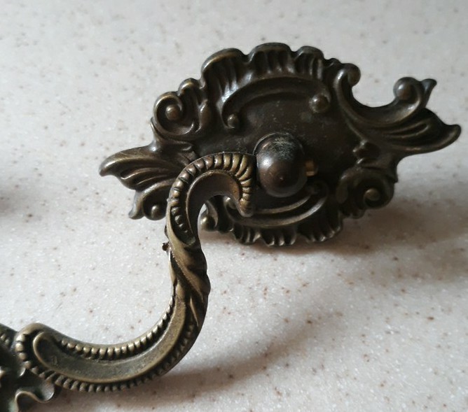 2 Vintage French Victorian Drop Bail Dresser Pull Handle Drawer Antique Brass