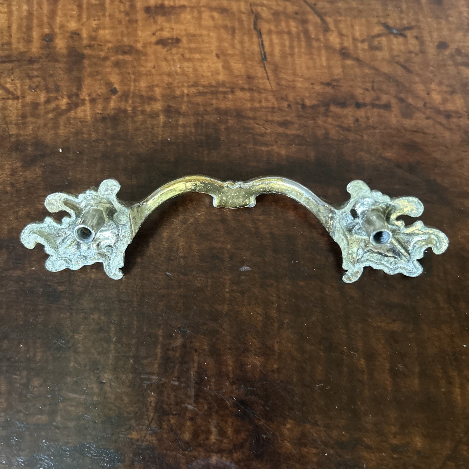 6 Vintage NOS Ajax Drawer Pulls Handles Scroll White Gold Ornate Hardware 990