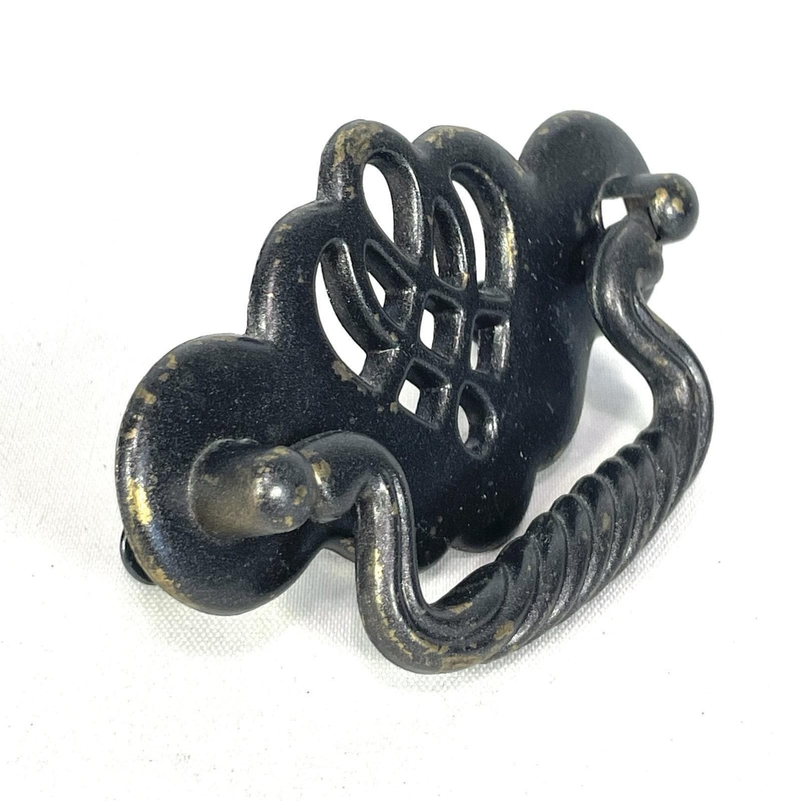 Vintage Black Brass Batwing Chippendale Drawer Bail Pull 2.5″ Center Handle