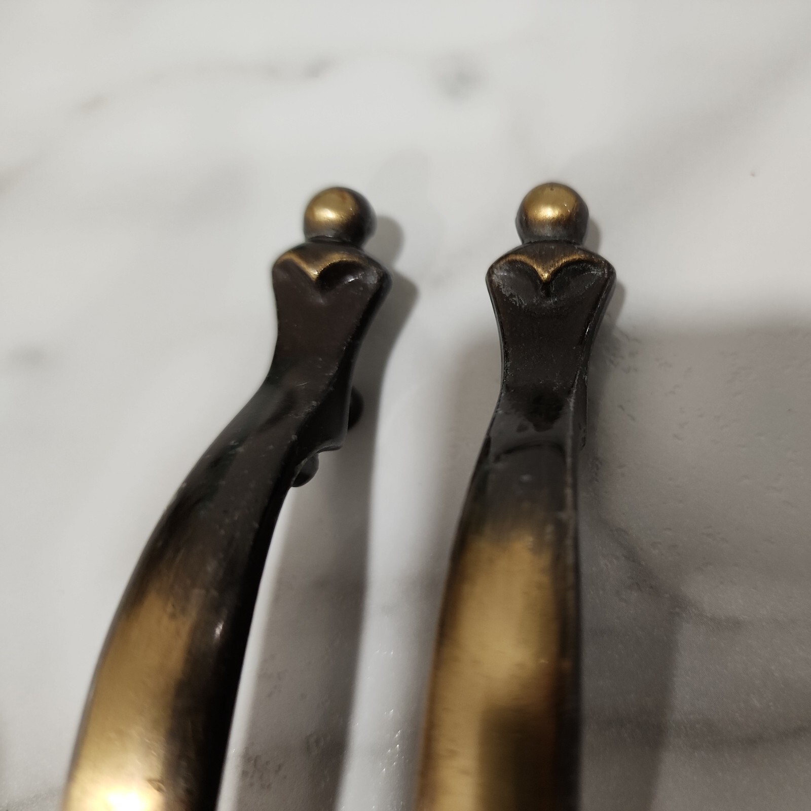 Set of 2 Antique English Amerock 859 Vintage Drawer Pull Handle Brass 3″ Center
