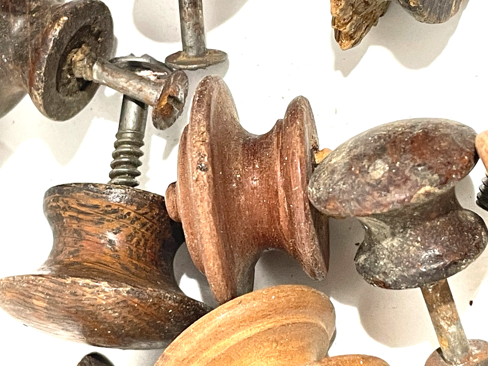 Vin. 1800’s~1920’s Salvaged Lot 52 Round, Square & Odd Wooden Drawer Pull Knobs