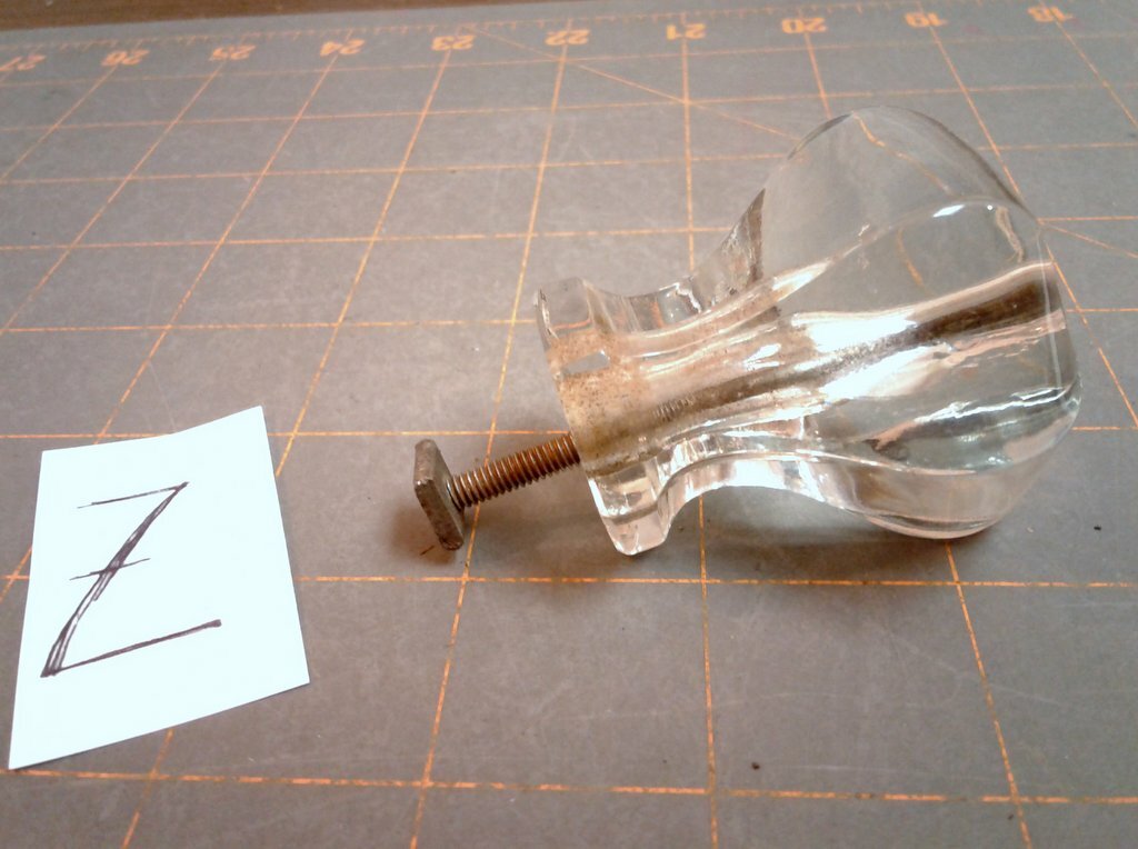 Antique Clear Glass Drawer Knob Pull with Screw 1920 Era