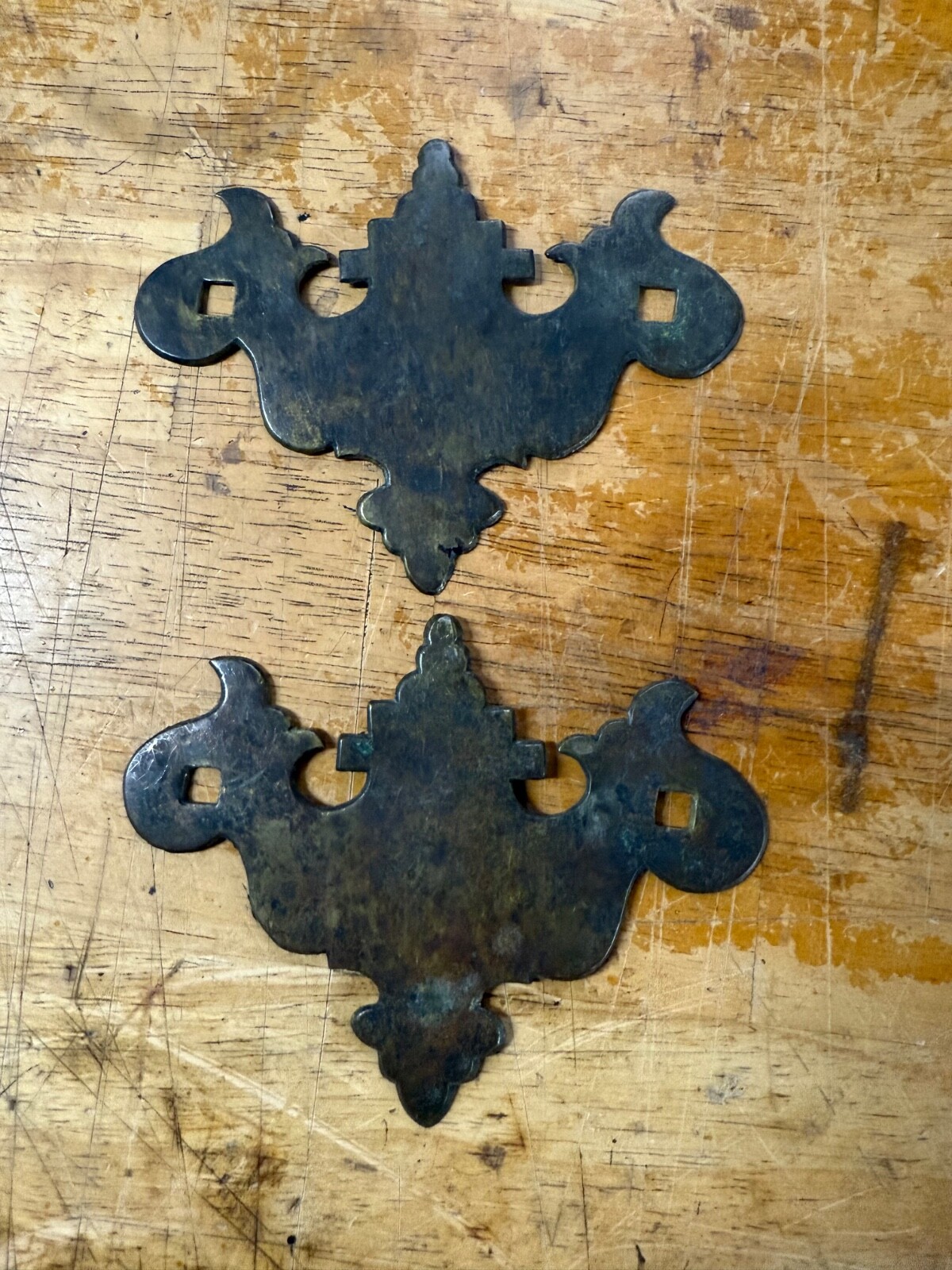antique batwing chippendale brass period pair