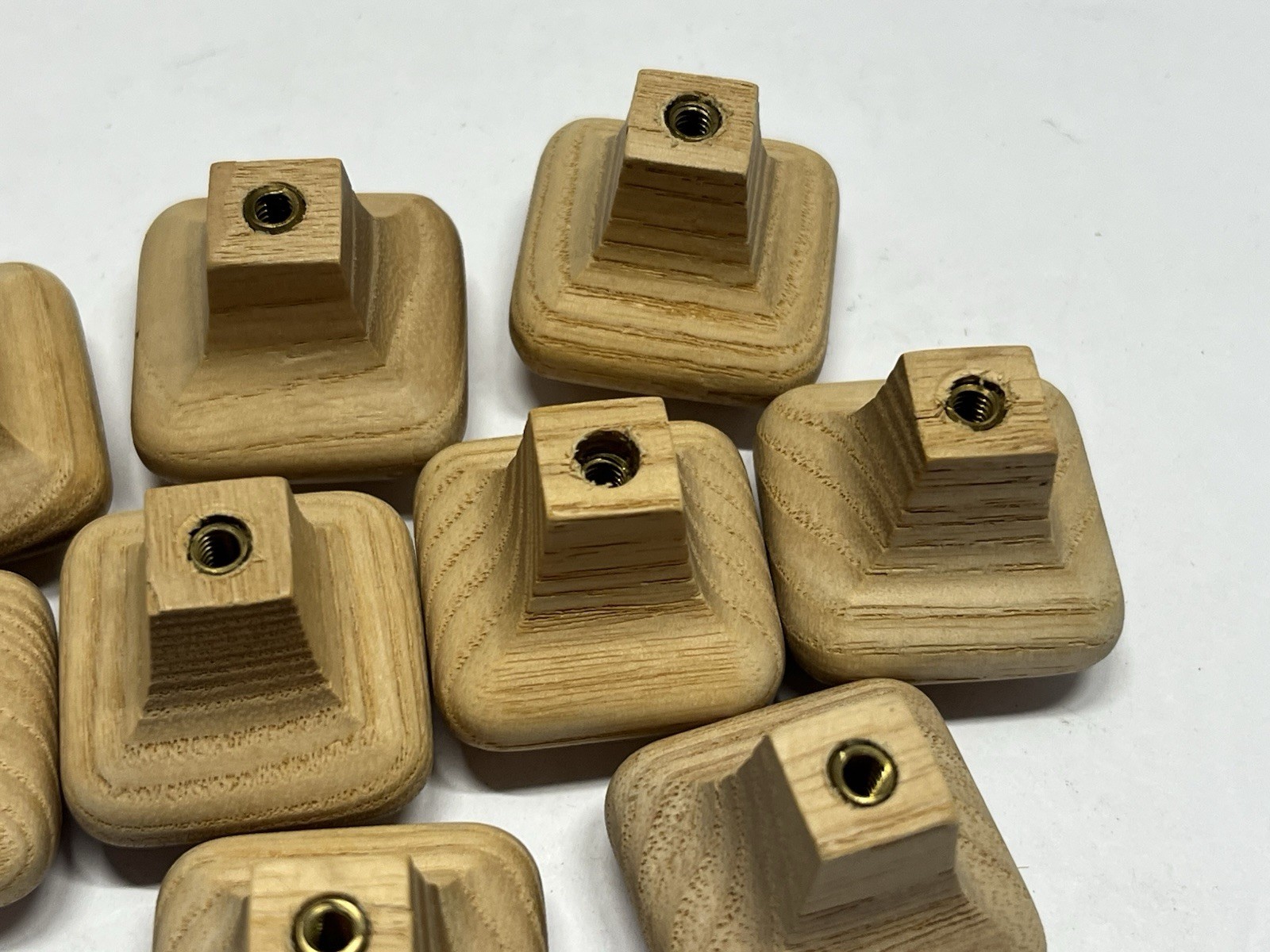 Vintage Lot (9) NOS Square Natural/Unfunished Fixed Wood Drawer/Cabinet Knobs