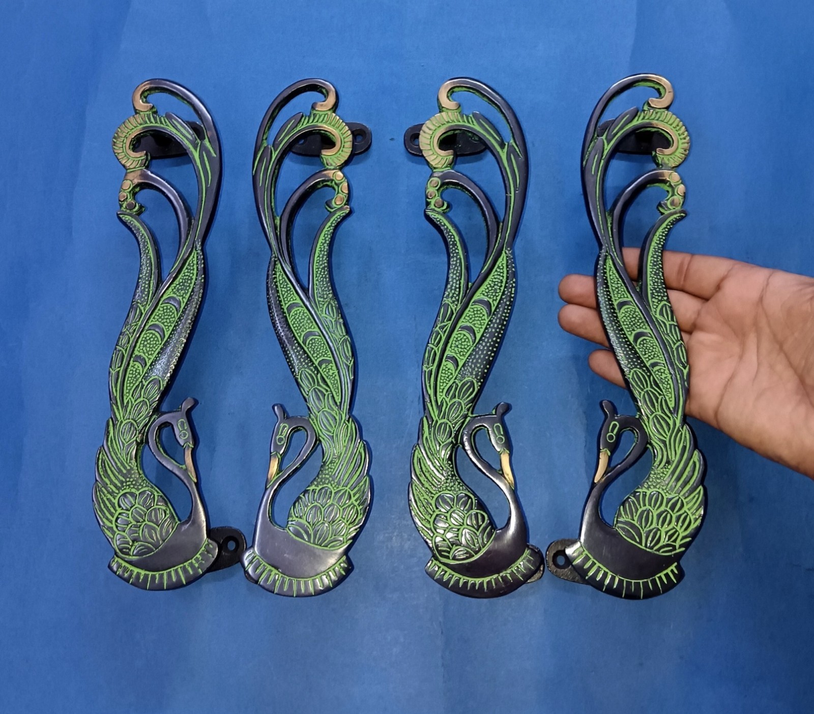 11″ Inches Peacock Door Handle Brass Office Door Puller 02 Sets (4 Pieces) GTX