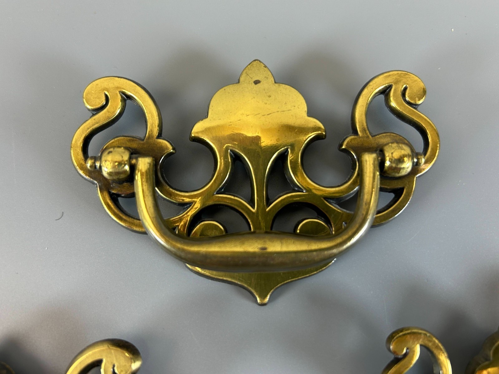 11 Keeler Brass Drawer Pulls Drop Bail Handle Chippendale Vintage Assorted Sizes