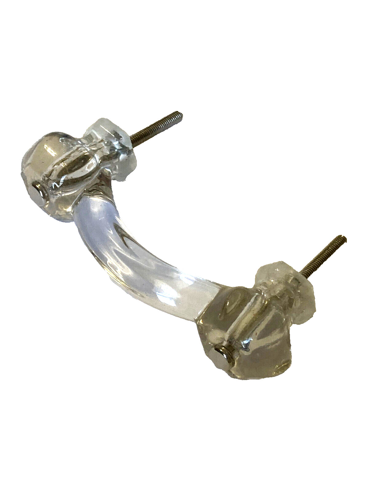 Vintage Glass drawer handle Bridge Hexagon 3″ Center