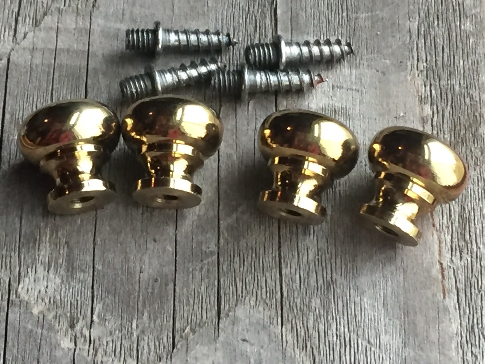 Lot 4 Small 5/8″ Brass Round Knob Pull Handle Barrister Cabinet Book Case Drawer