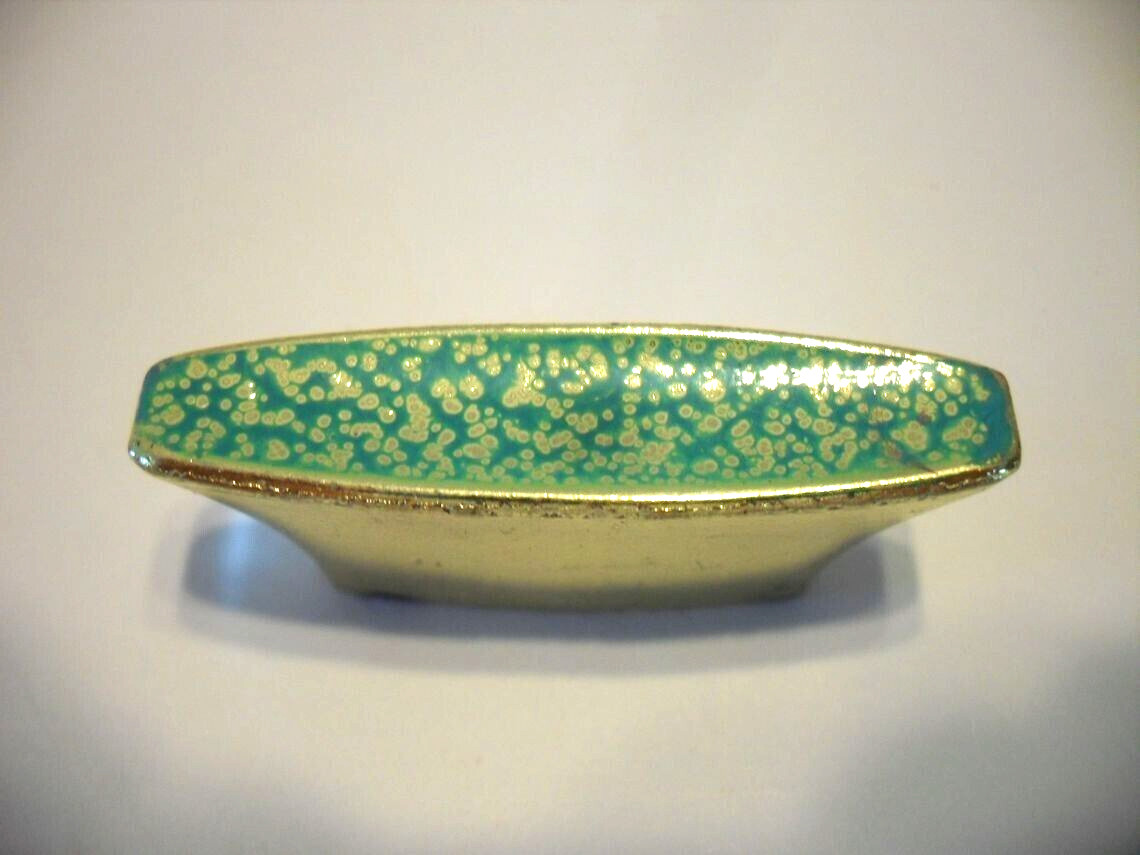Vintage Nos Brass & Turquoise Drawer Knob Wedge Shaped Cabinet Pull Medalist