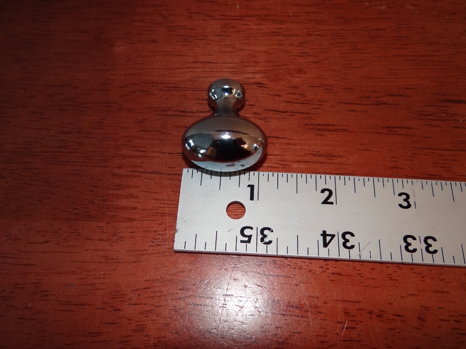 2 Small Vtg Round Polished Chrome Bulb Shaped Mushroom Cabinet Drawer Knobs