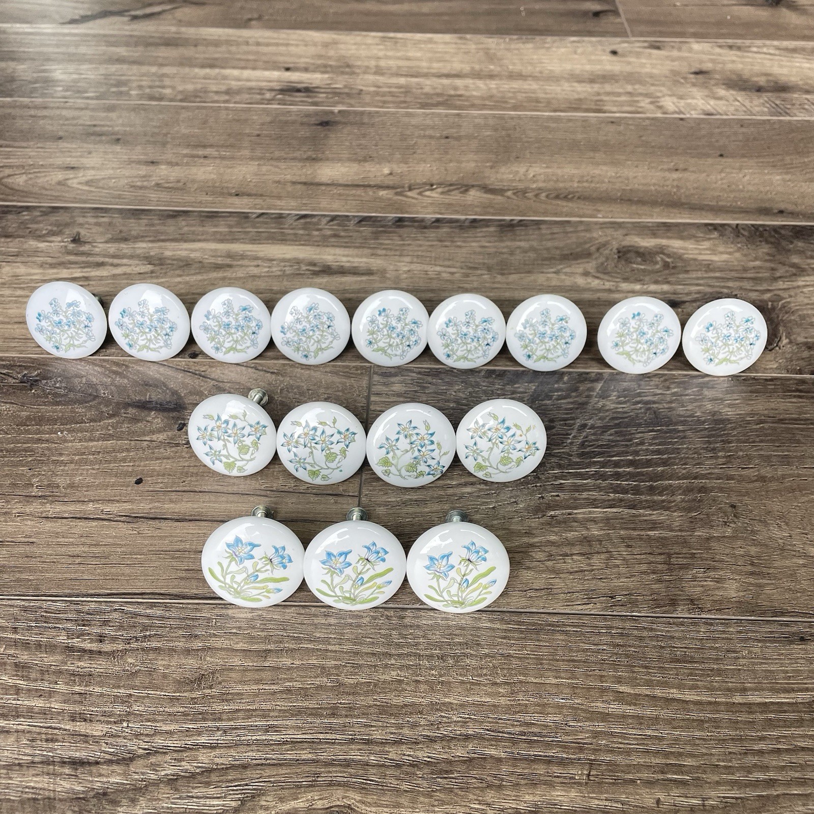 Vintage Lot of 16 Floral (3 Designs) Porcelain Cabinet Knobs Counterpoint Japan
