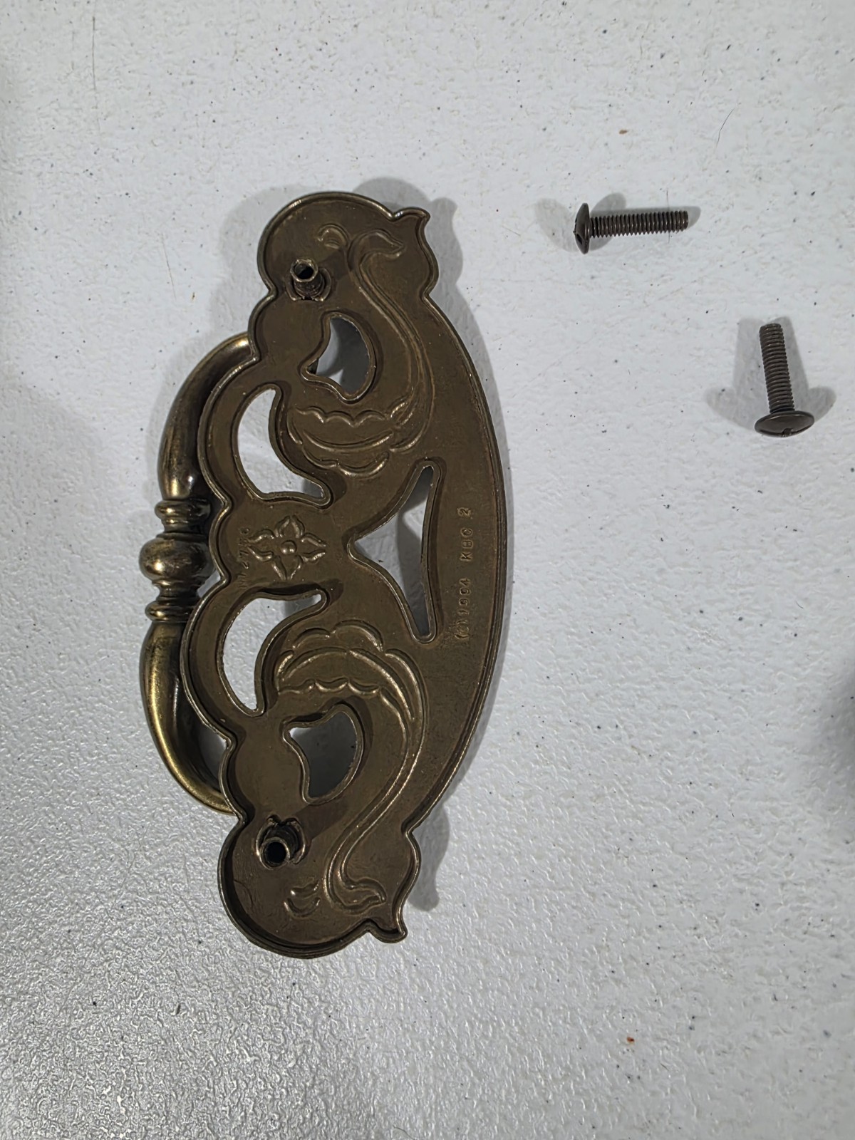 Vintage Brass Ornate Drawer Pull Bail Handle 6” Single With Screws