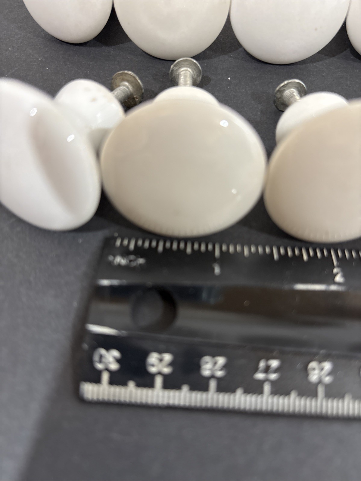 Vintage White Porcelain Drawer Pulls Knobs with Screws Set 13 1.25” Round