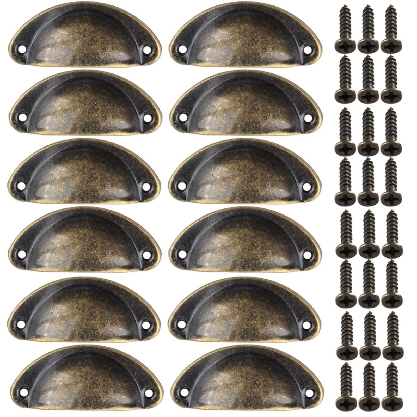 Cabinet Cup Pulls Bronze, 3 inch (82mm) Antique Kitchen Cabinet Handles, 12 P…