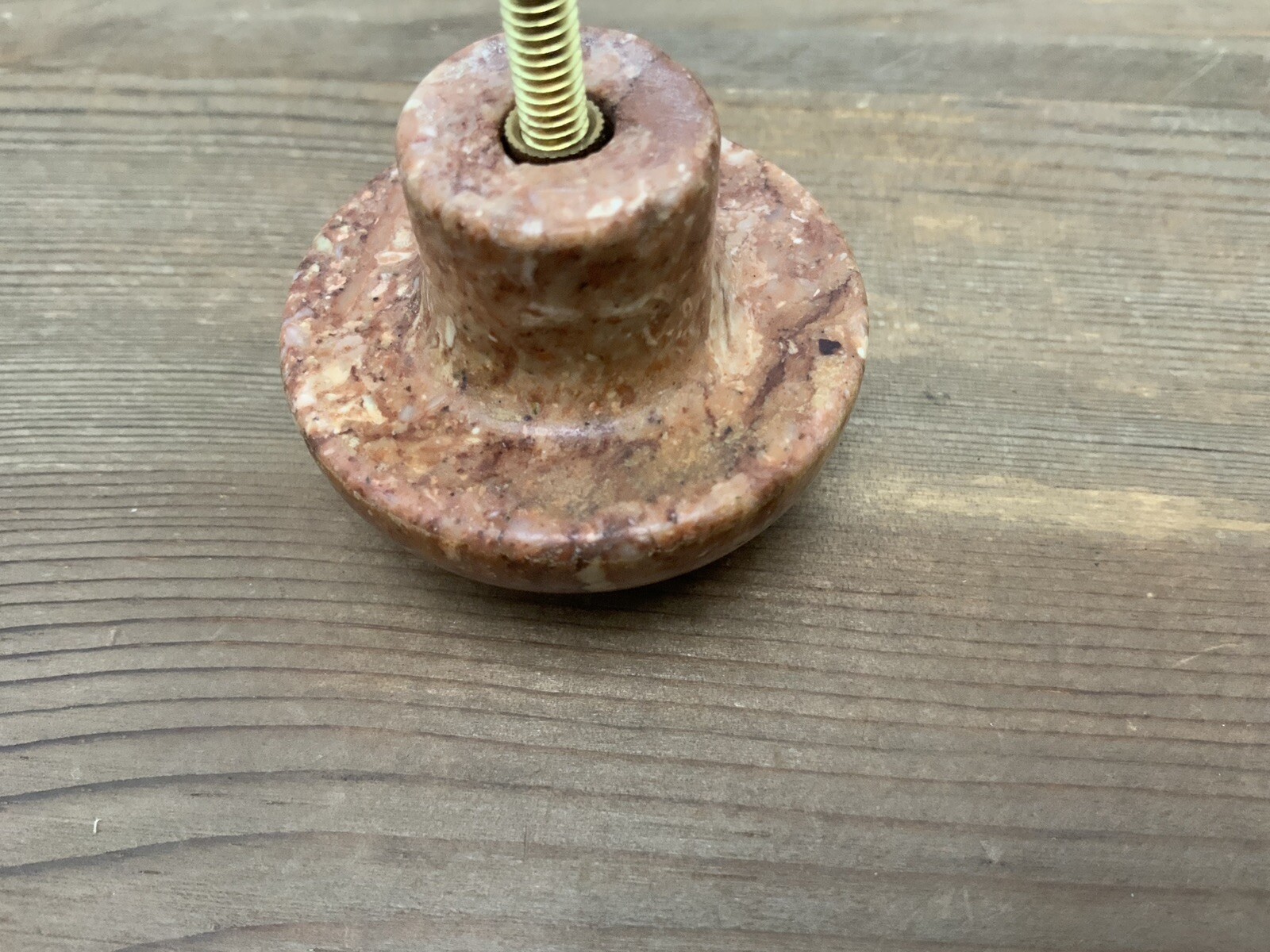 (5) Mushroom Shaped Red Marble Knobs Pulls with Screws Beautiful, Excellent