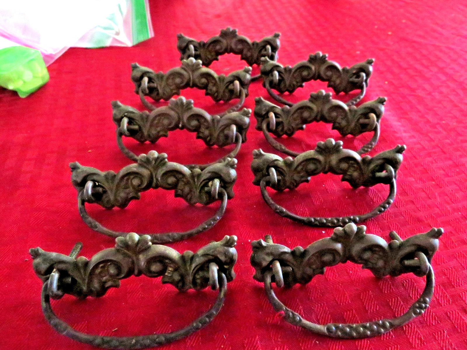 9 Antique Victorian Brass Drawer Pull Door Handles Larkin Style