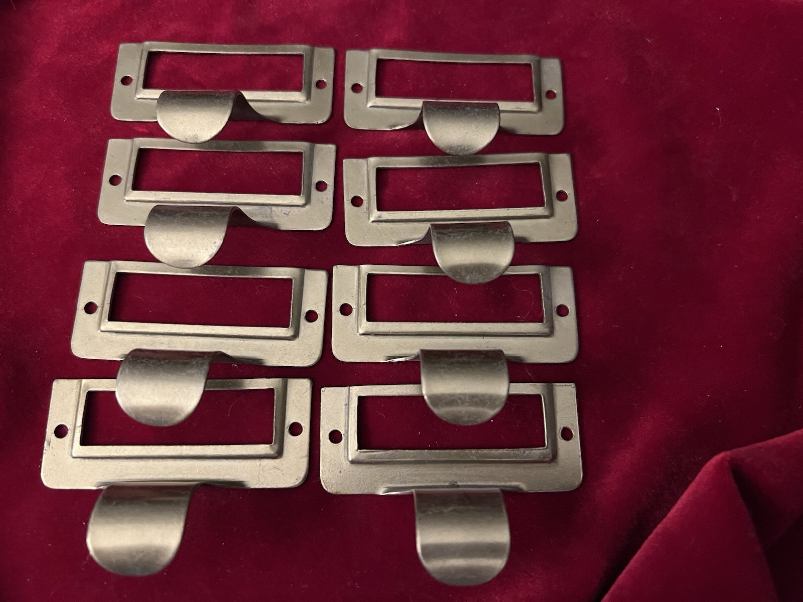 Vintage Card Catalog File Cabinet Handles~ Silver Metal ~ Set Of 8 ~ 2.5” Long