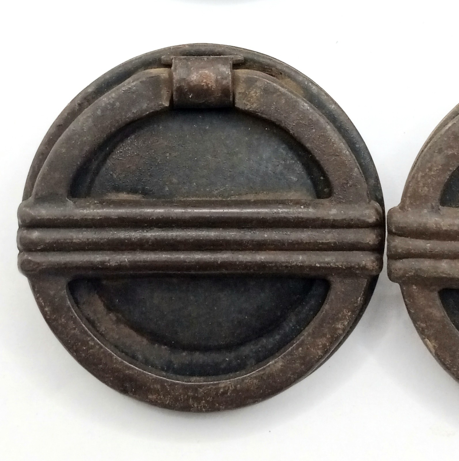 8 Antique Art Deco Rustic Metal Swing Ring Drawer Dresser Pulls With Screws
