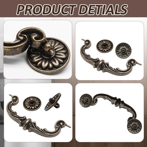 8 Pack Vintage Drawer Pulls 6″ Hole Center Bronze Drop Bail Handles for Cabinets