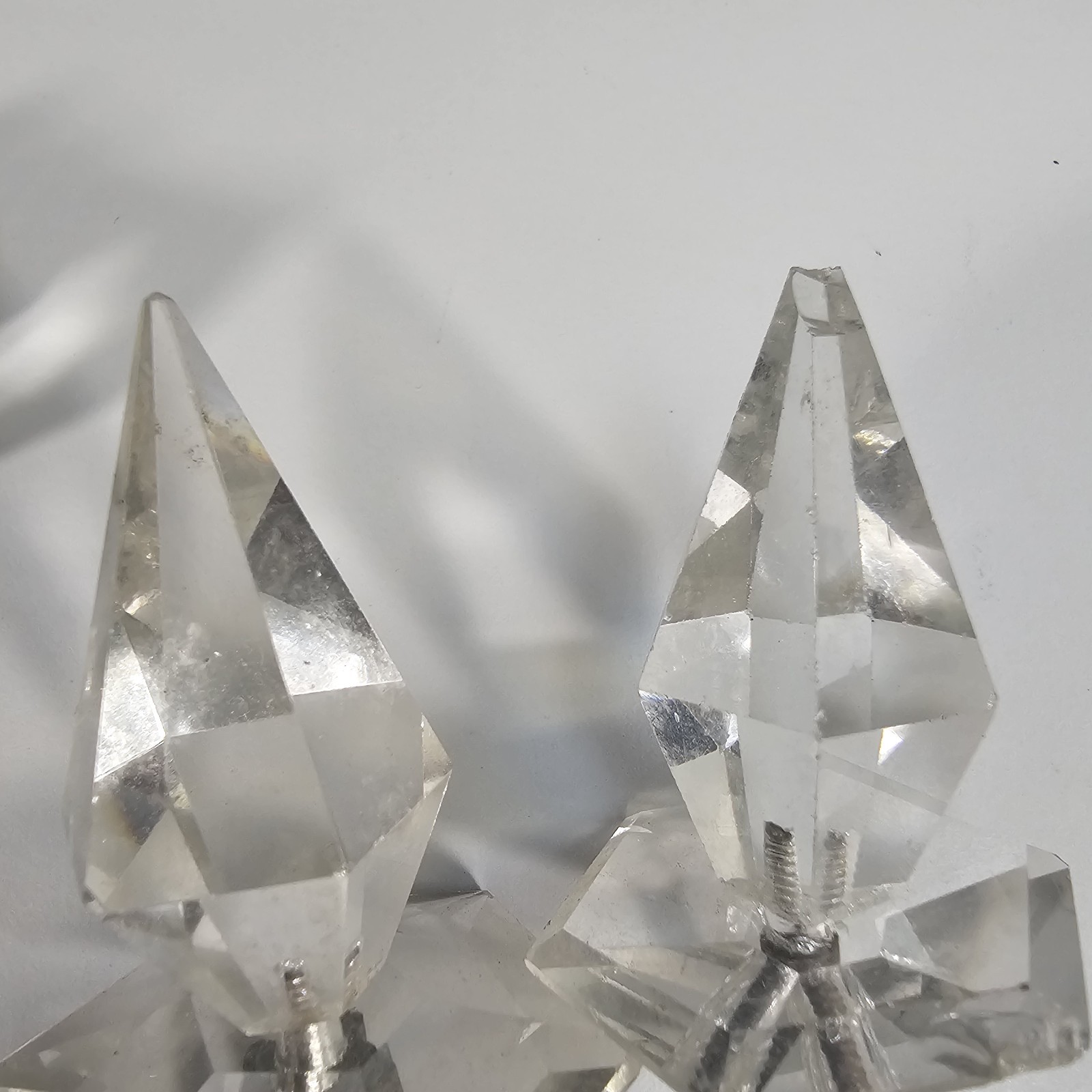 Drawer Pull Knobs Faceted Acrylic Set of 7 Clear Diamond Point Style Vintage