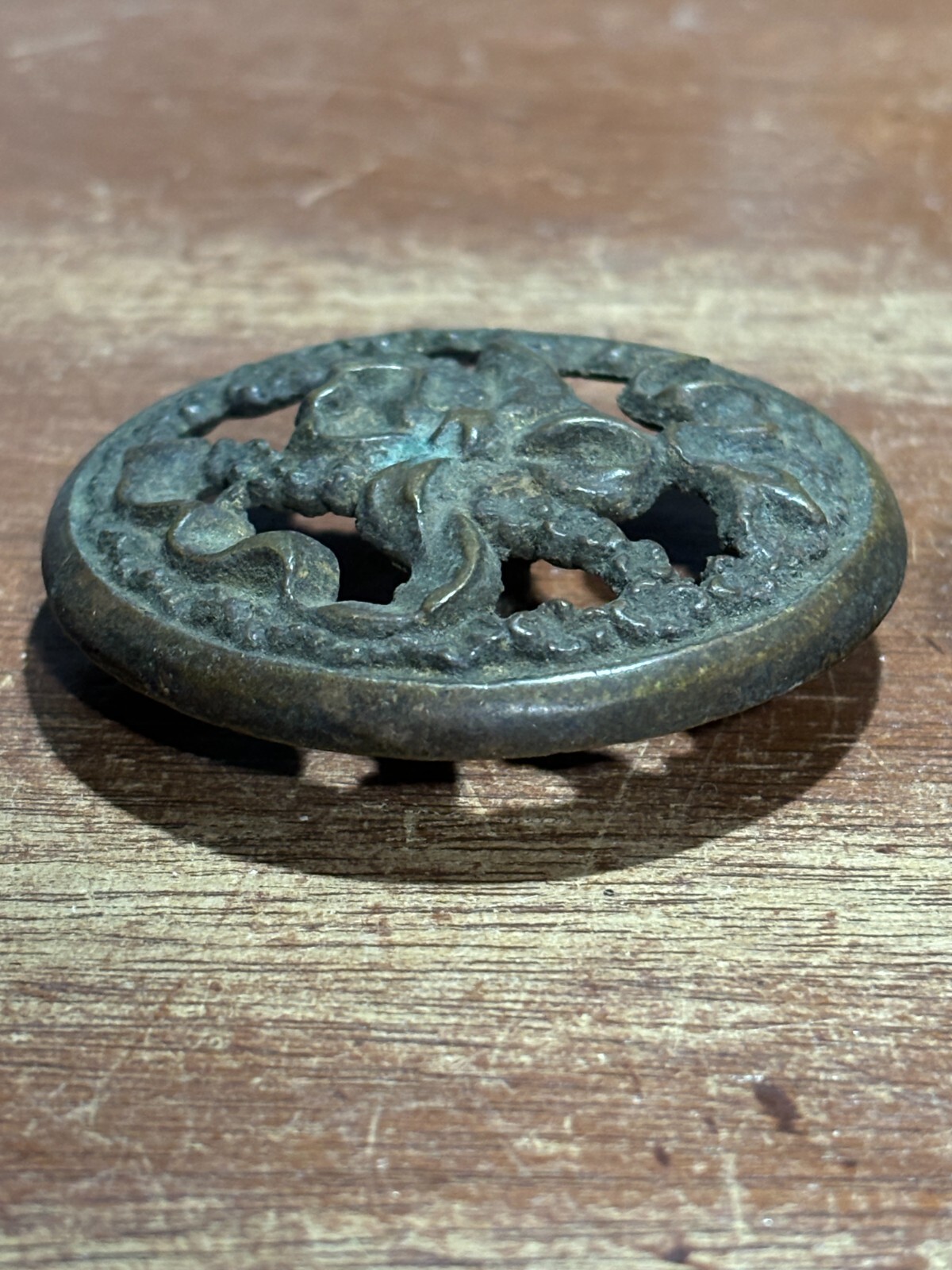 3 Vintage Ornate Round Cabinet Knob Drawer Pulls 2 inch Diameter