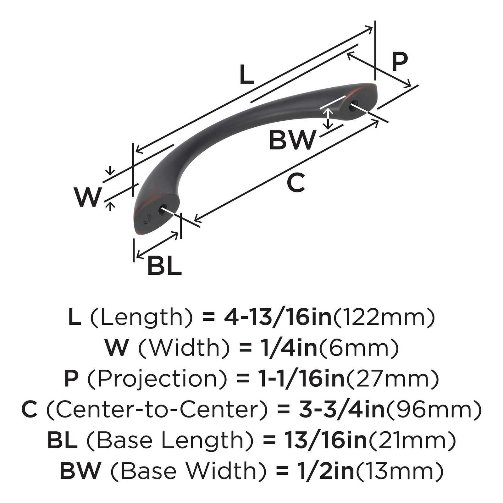 Amerock 3-3/4″ Vaile 3-3/4 Inch (96 mm) Center-to-Center, Oil Rubbed Bronze