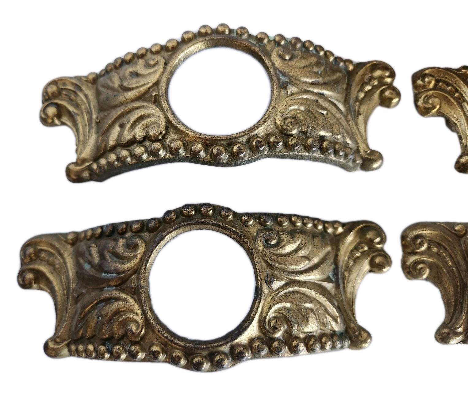 Vintage Brass Drawer Pulls Ornate Bakelite Insert Lot of 5 Hardware Restoration