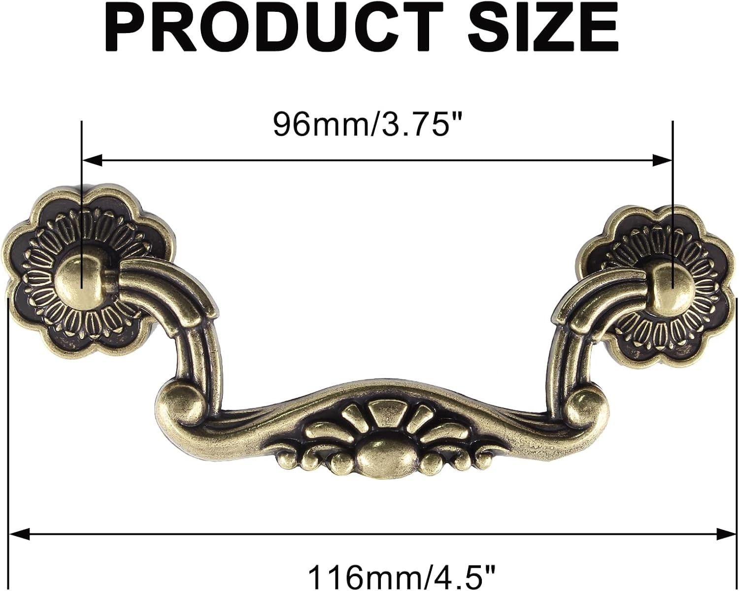 6 Pcs Antique Bail Handle Drop Pulls Vintage Bronze Drop Bail Drawer