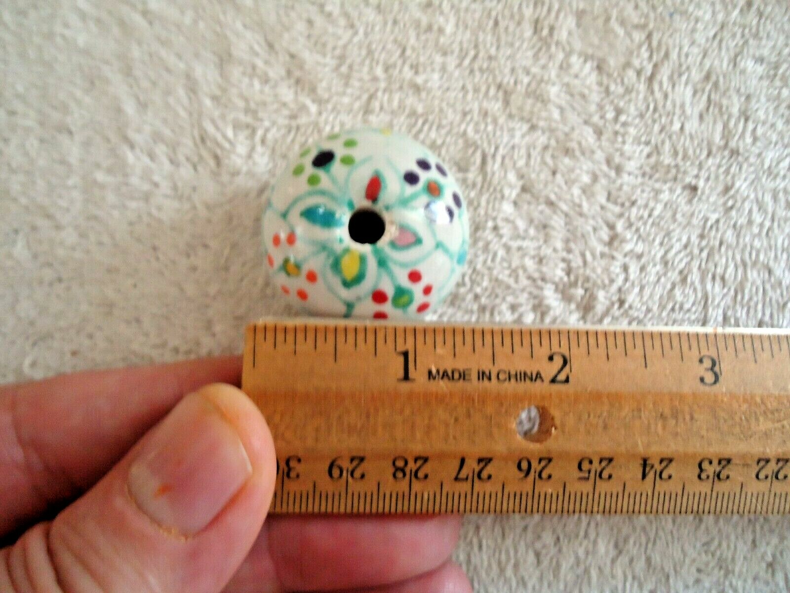 Vintage Set Of 12 Round Ceramic Floral Themed Drawer Pulls With Hardware