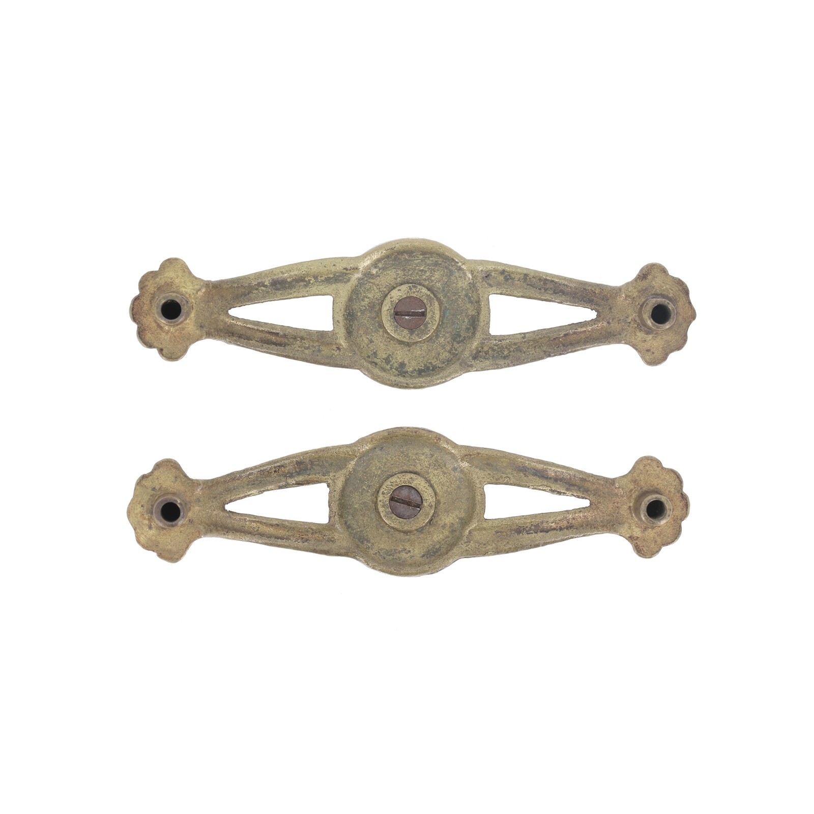 Brass ART DECO Drawer Pulls Cabinet Handles with Bakelite Cabochon Set of 4