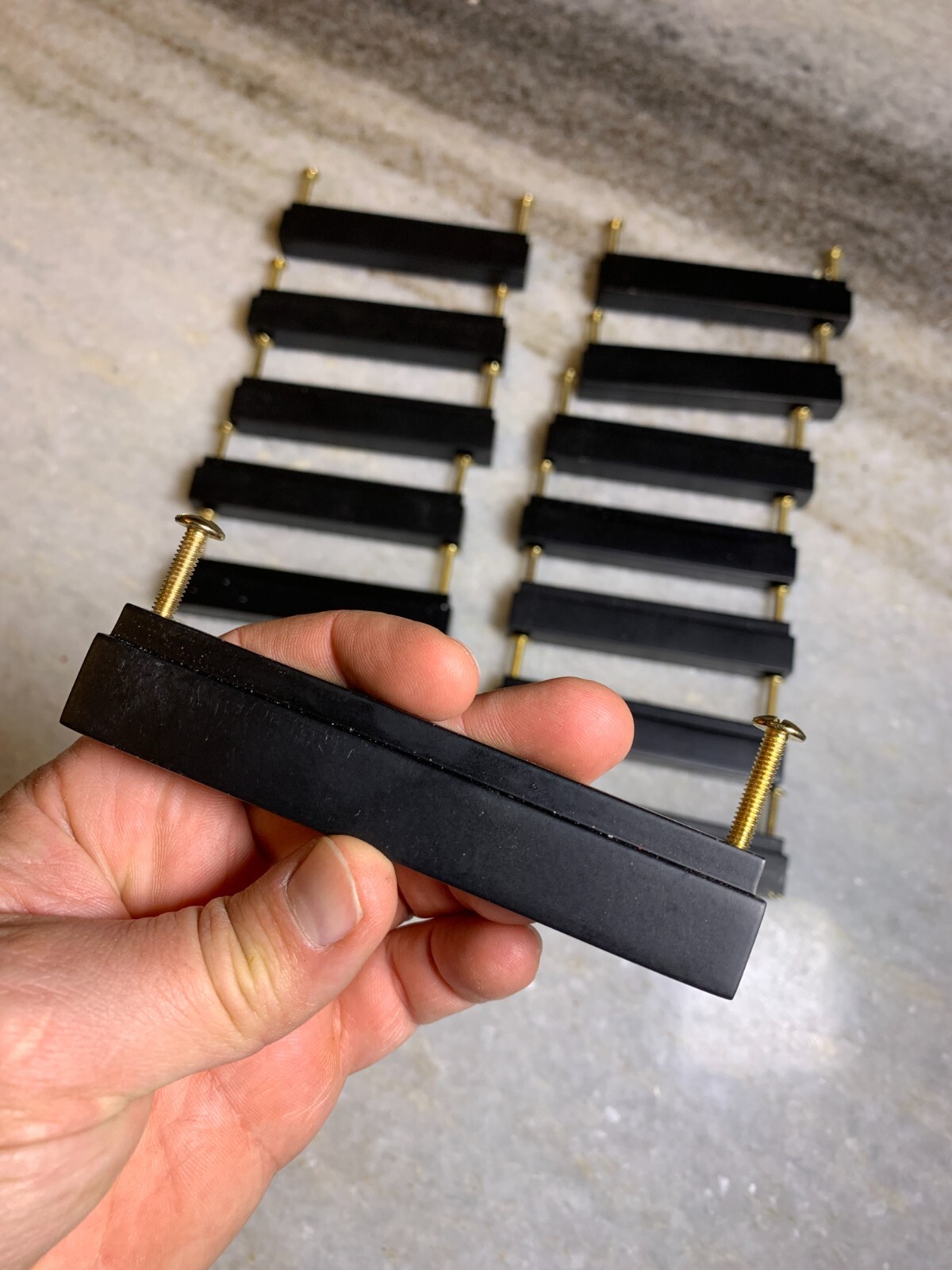 14 Heavy Duty Solid Brass Black Square Rectangle Rectangular Bar Knobs Pulls