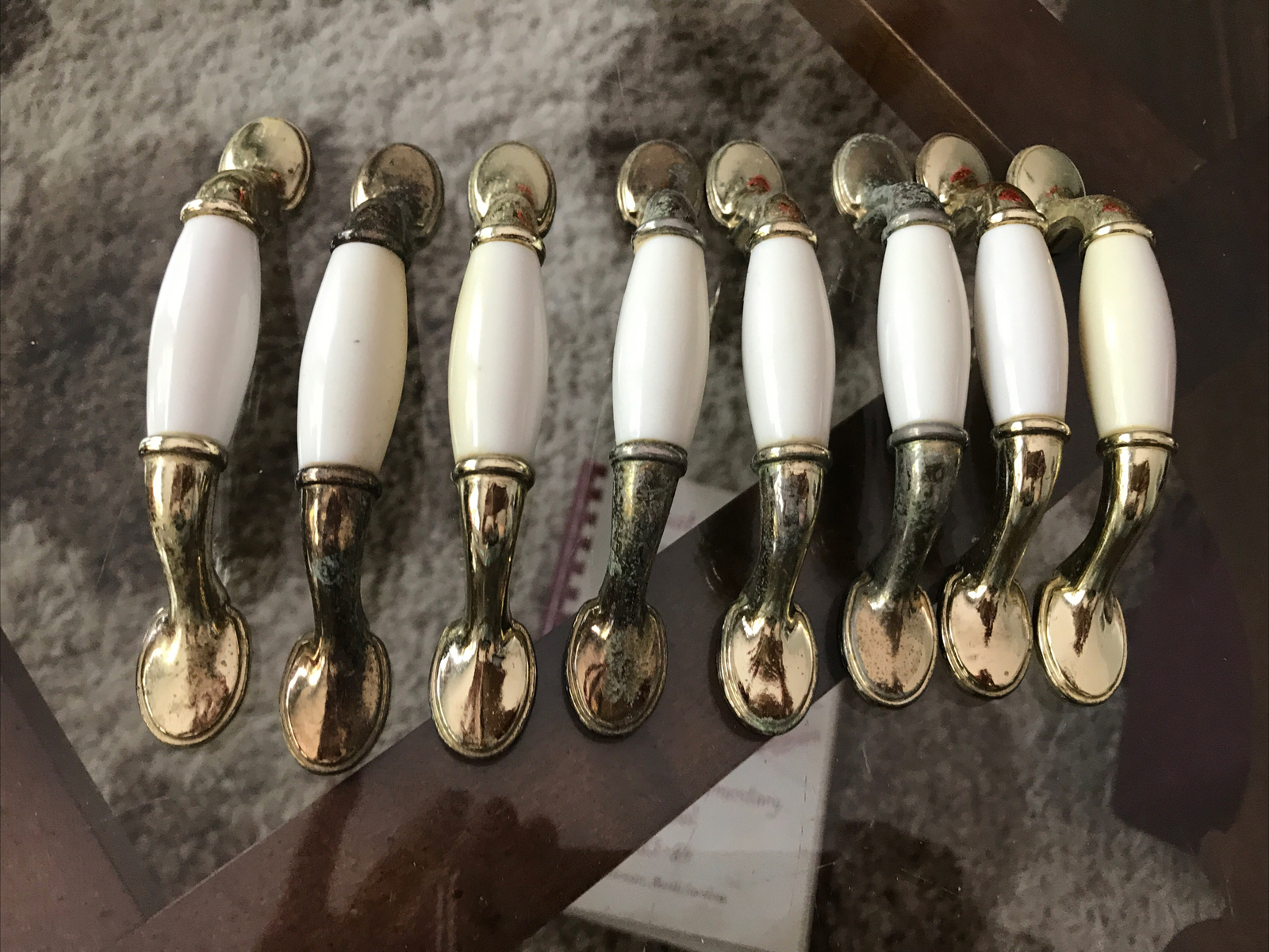 Traditional 5” Cream Acrylic Brass Mid-Century Modern Drawer Door Pull 3”