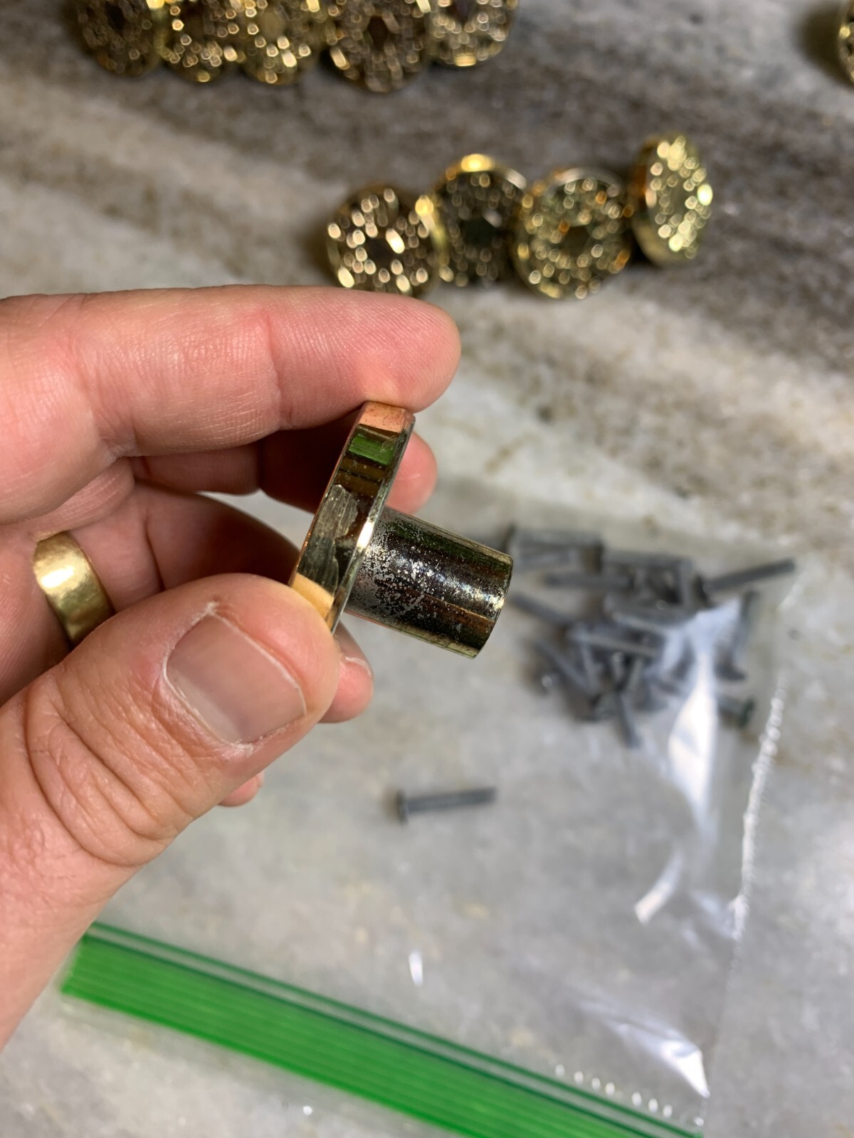 Vintage Mid Century 1960s 60s 1970s 70s Gold Enamel Drawer Knob Pull Knobs Pulls