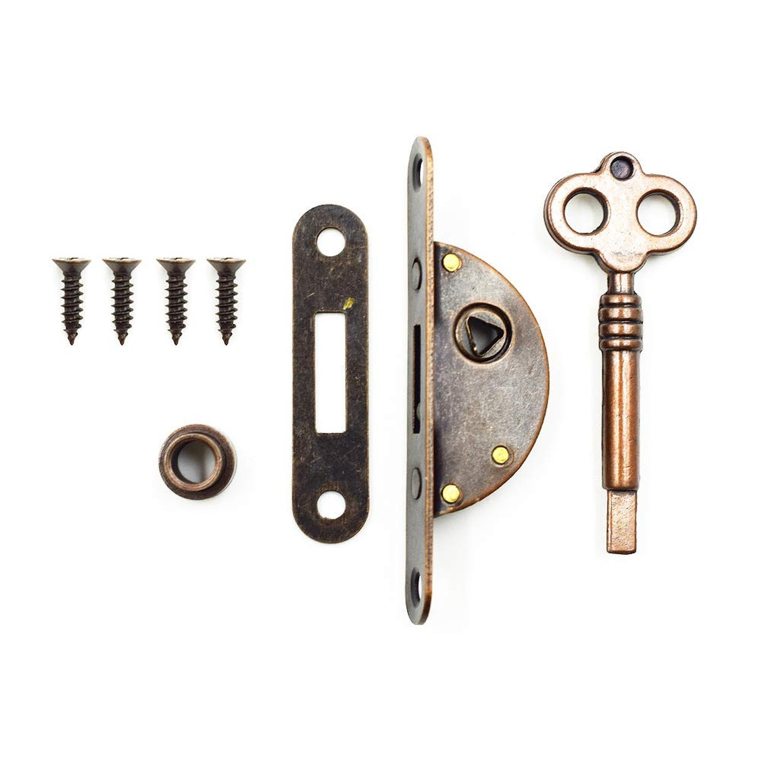 Antique Bronze Cabinet Lock with Keys, 2.55″ x 0.43″ Vintage Furniture Door L…