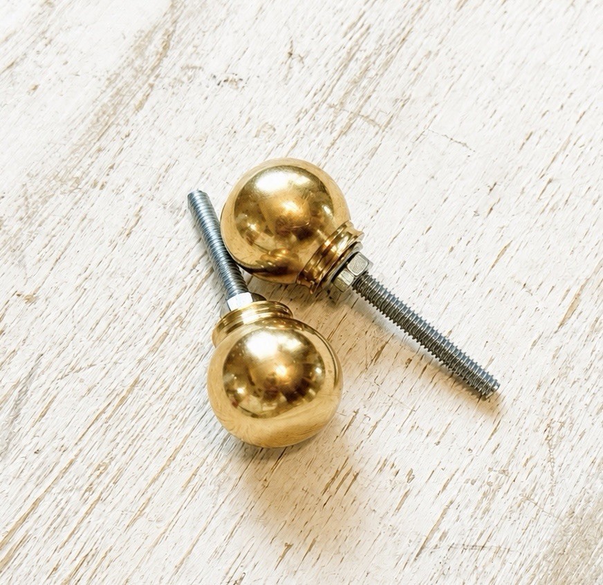 Solid Polished Brass Ball Drawer Knobs Vintage Style Cannon Ball Cabinet Pulls