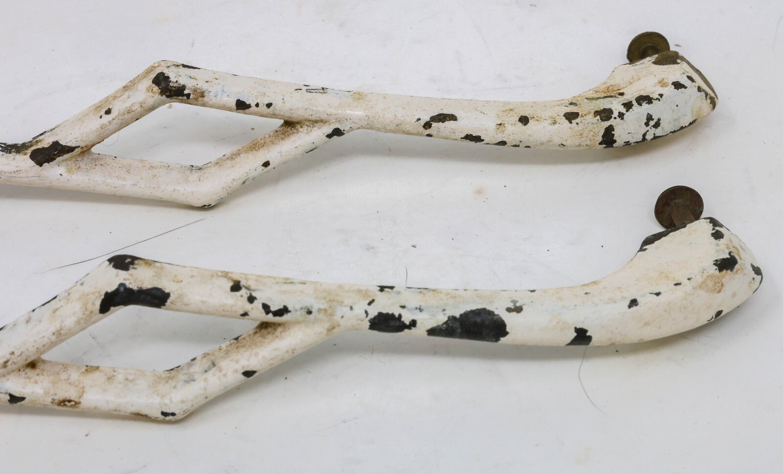 Antique Matching Pair Drawer Pulls Handles 8-1/8″ Long 7-3/8″ CTC Painted Brass
