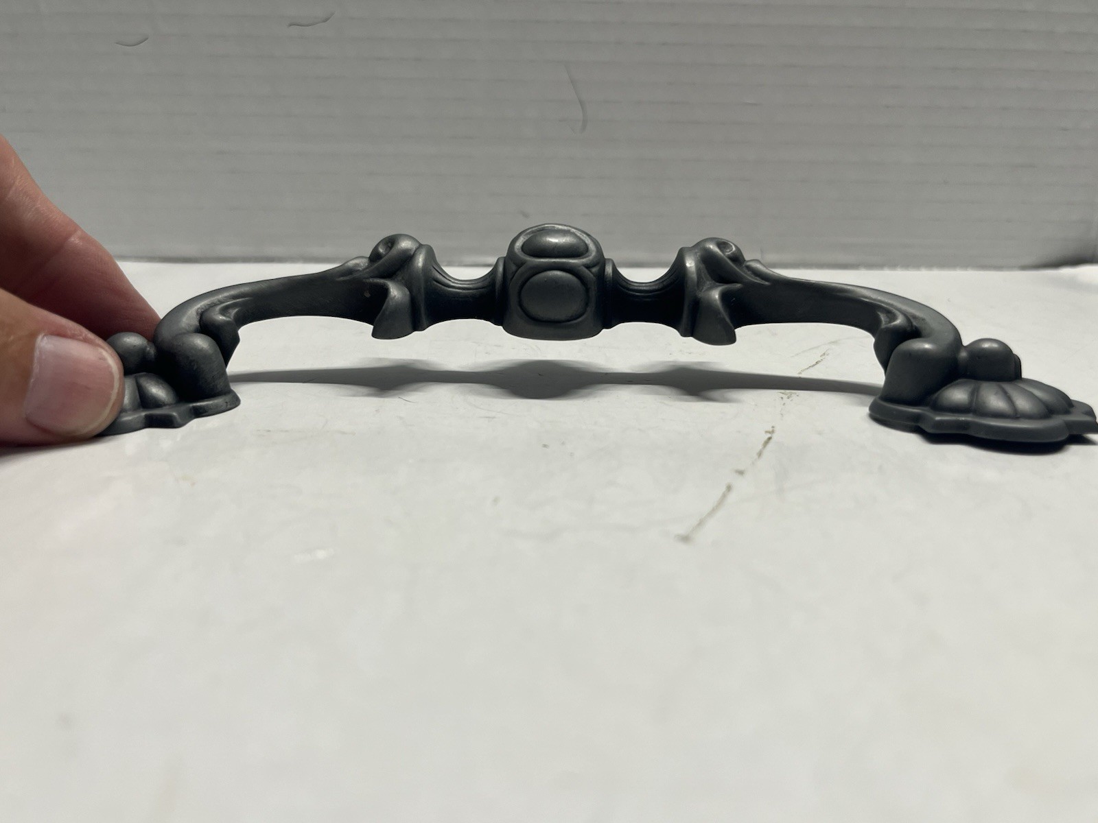 Vintage NOS KBC Heavy Gray/Black Ornate Fixed Pull