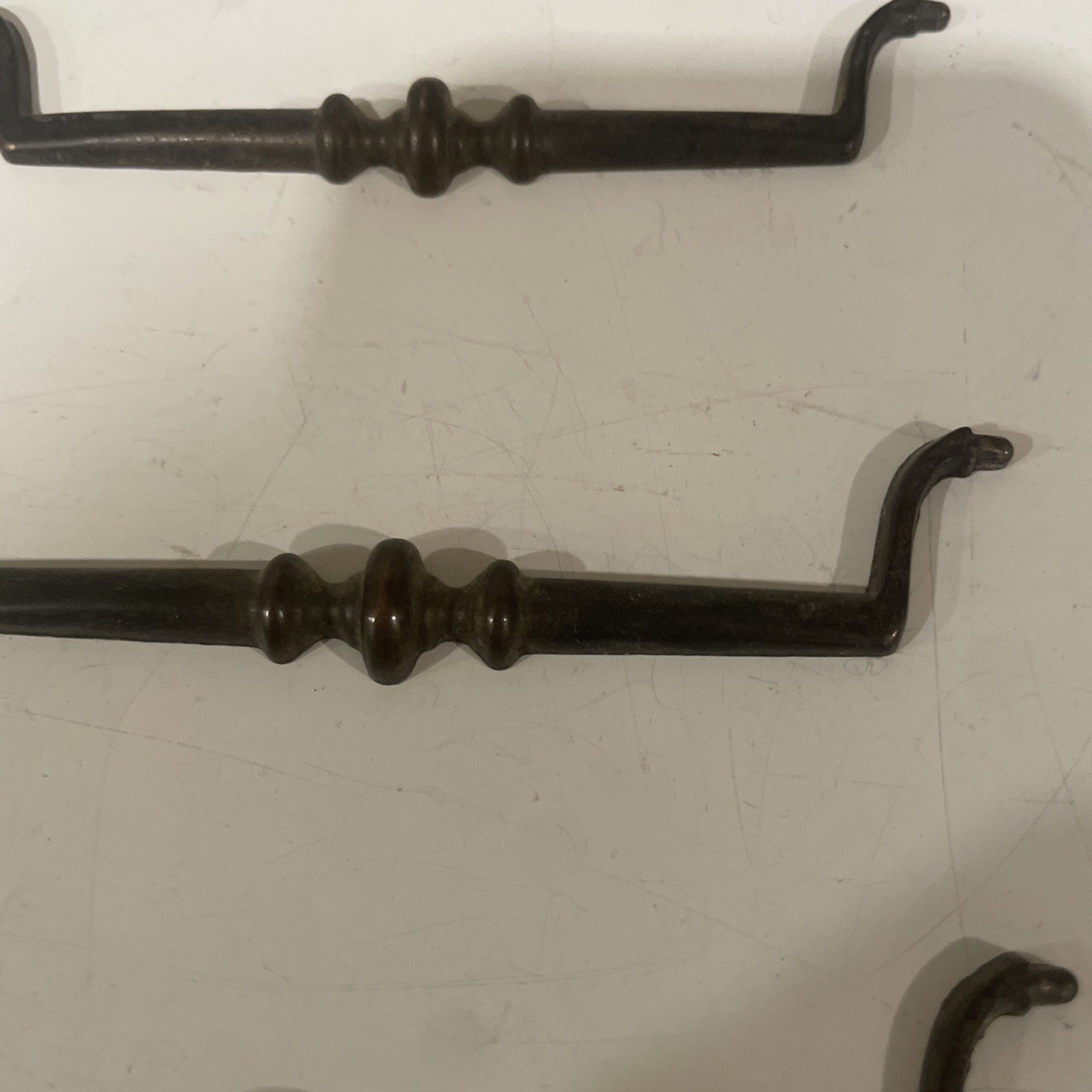 Solid Brass Vintage MCM Square Handle Drawer Bail Drop Pull Handle LOT OF 4